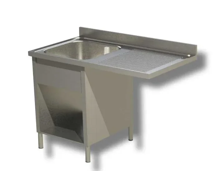 Solde Plonge inox 1 bac 1 étagère avec passage lave vaisselle à droite et dosseret - 1400x700x850 mm