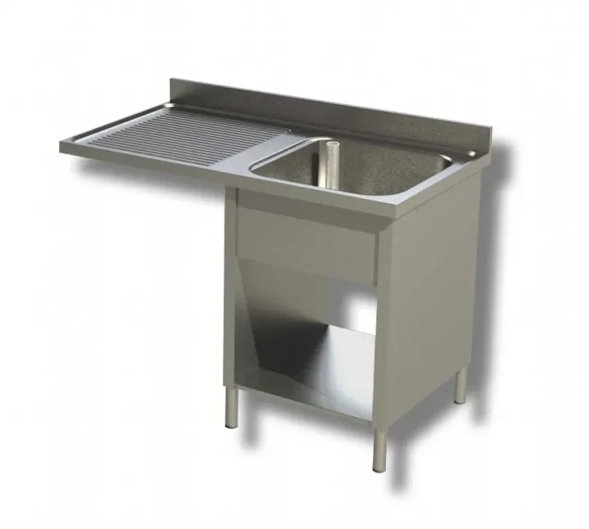 Plonge inox 1 bac 1 étagère avec passage lave vaisselle à gauche et dosseret - 1400x600x850 mm Commander Vite