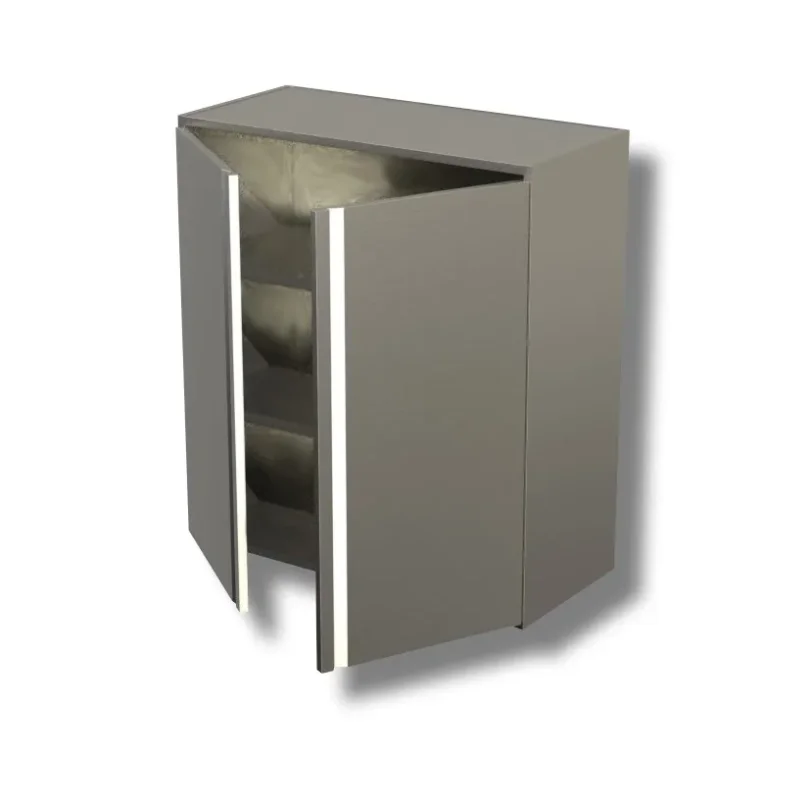 Affaire À Saisir Placard inox 430 mural avec 2 portes battantes et 2 étagères - 900x400x1000 mm