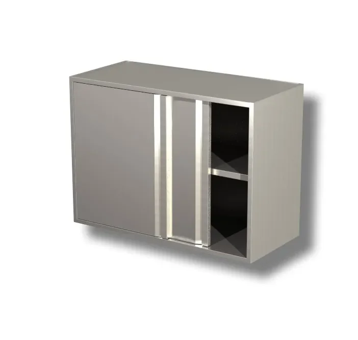 Expédition Rapide Placard inox 430 mural avec 2 portes coulissantes et 1 étagère - 1200x400x800 mm