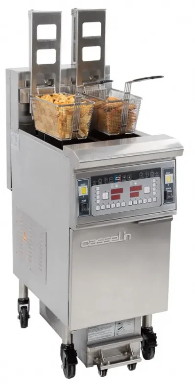 Friteuse électrique haut rendement avec relevage automatique et filtration 2x12 l Soldes
