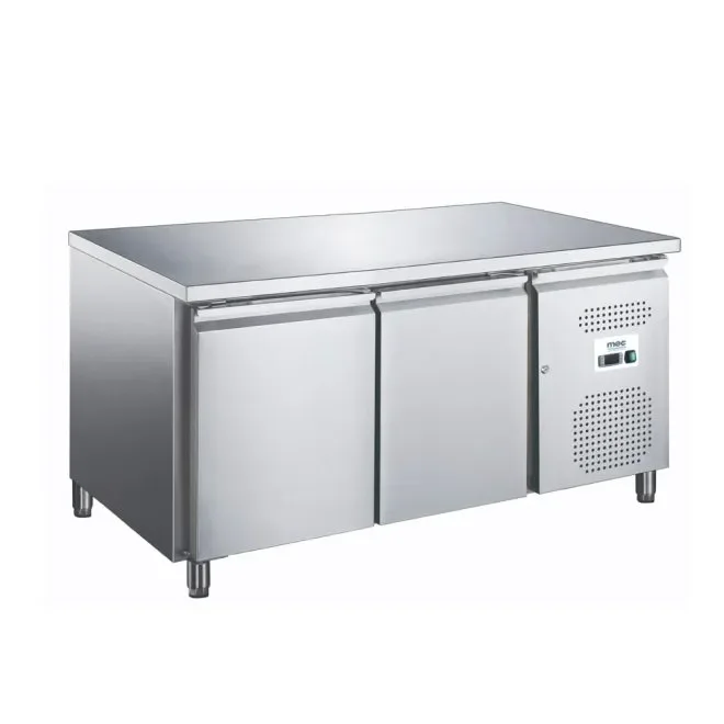 Table réfrigérée 2 portes positive en inox - 1360x700x950 mm avec dosseret Authentique