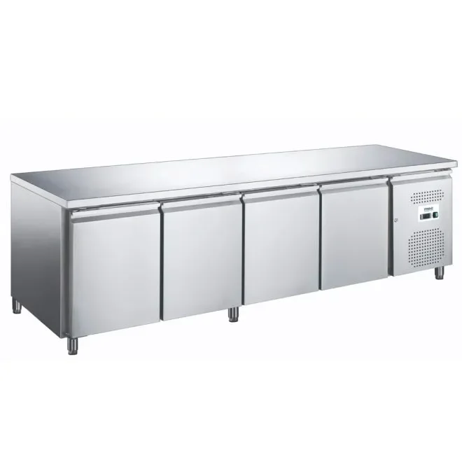 Produit De Marque Table réfrigérée 4 portes positive en inox - 2230x700x850 mm