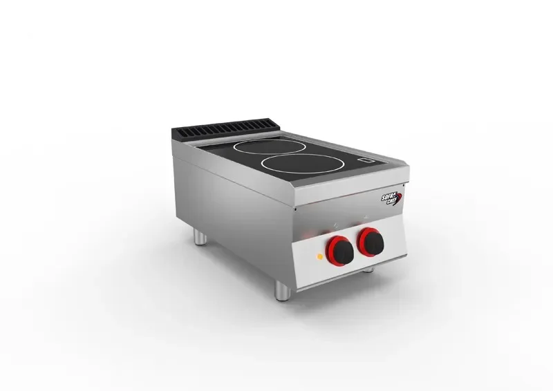 Dernière Chance Cuisinière professionnelle vitrocéramique 2 zones - 400 x 700 x 295 mm