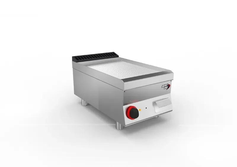 Plancha électrique revêtement aisi 430 - rainurée avec dosseret Nouveauté