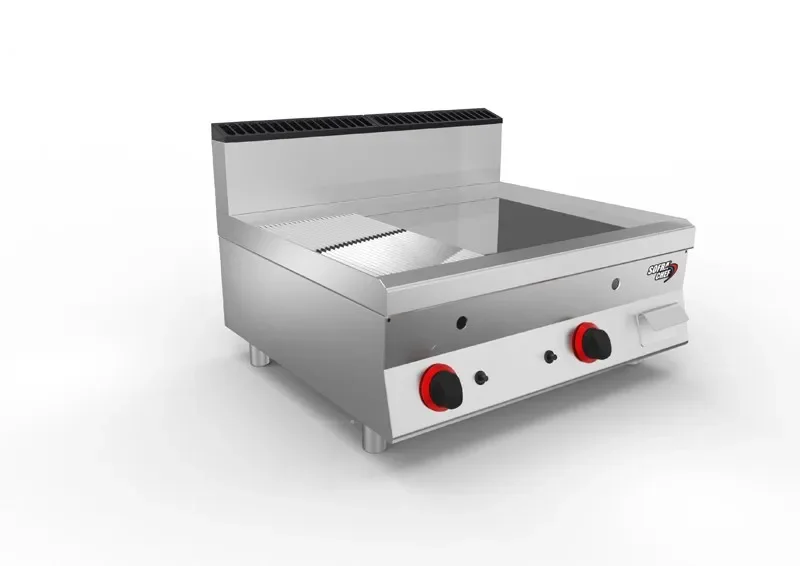 Plancha professionnelle à gaz revêtement chrome 2/3 lisse + 1/3 rainurée - 13 kw Réduction