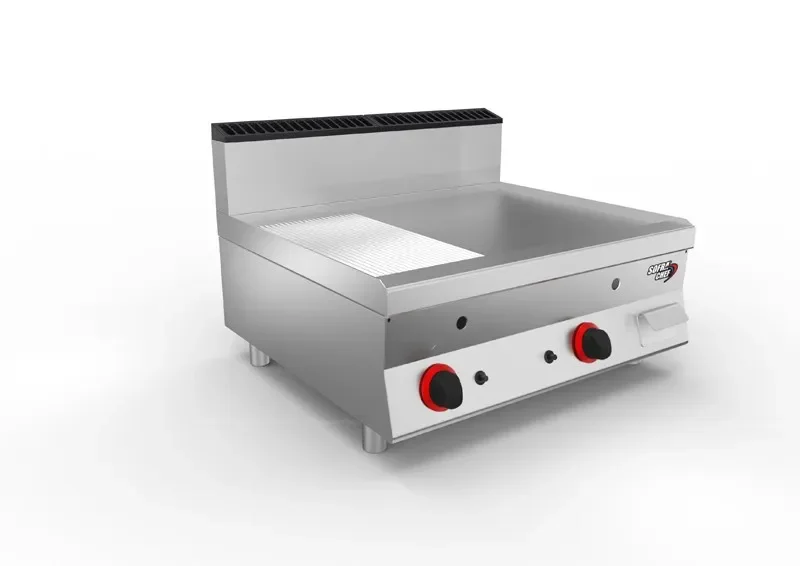 Plancha professionnelle à gaz revêtement aisi 430 - 2/3 lisse + 1/3 rainurée - 13 kw Promotion