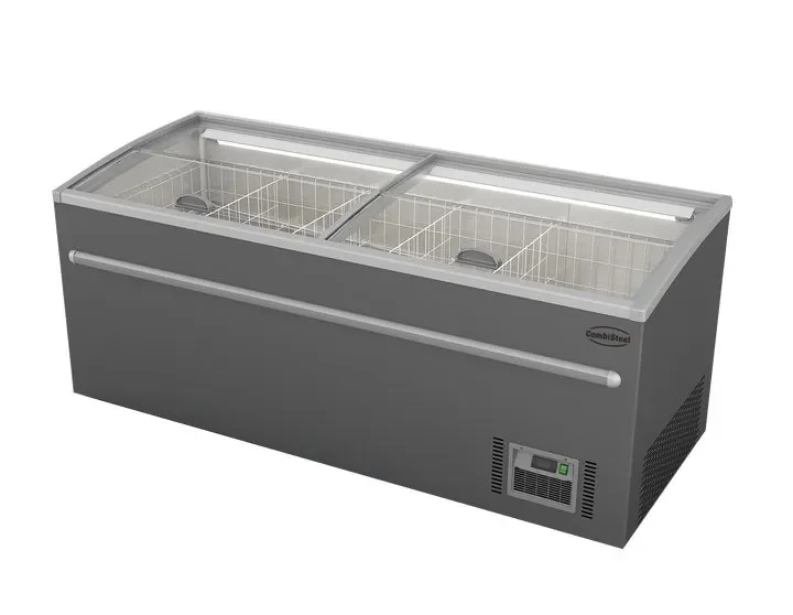 Prix Promo Congélateur bahut gris portes coulissantes vitrées pour supermarché 850l - 2100x850x870