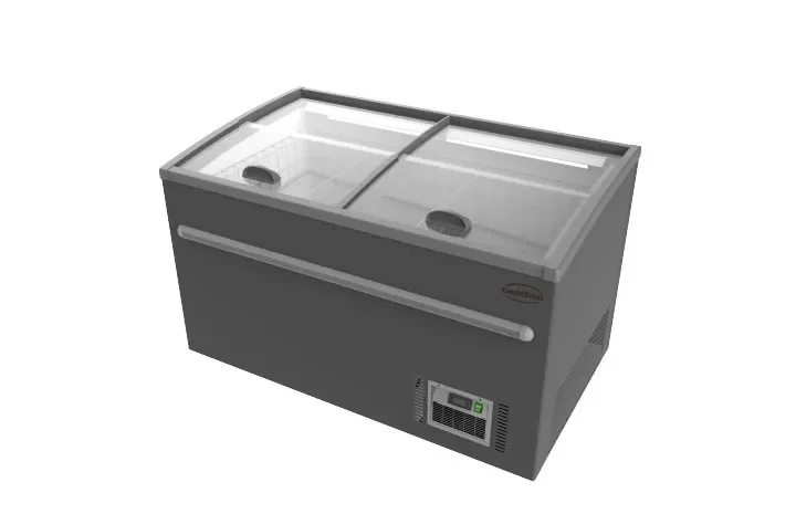 Congélateur bahut gris pour supermarché portes coulissantes vitrées 530l - 1450x850x870 Must-Have