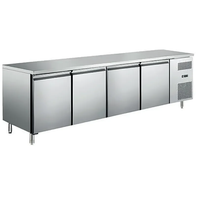Must-Have Table réfrigérée positive gn 1/1 classe 4 avec 4 portes température +2/+8°c