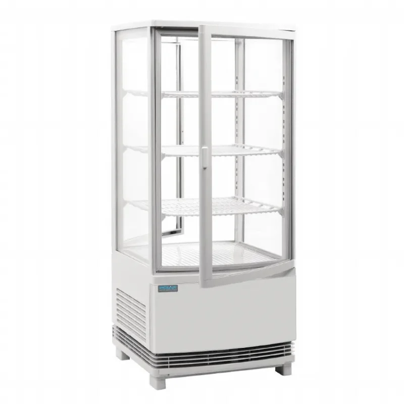 Pas Cher Vitrine réfrigérée +0/+12 °c blanche avec 4 faces vitrées - 86 litres
