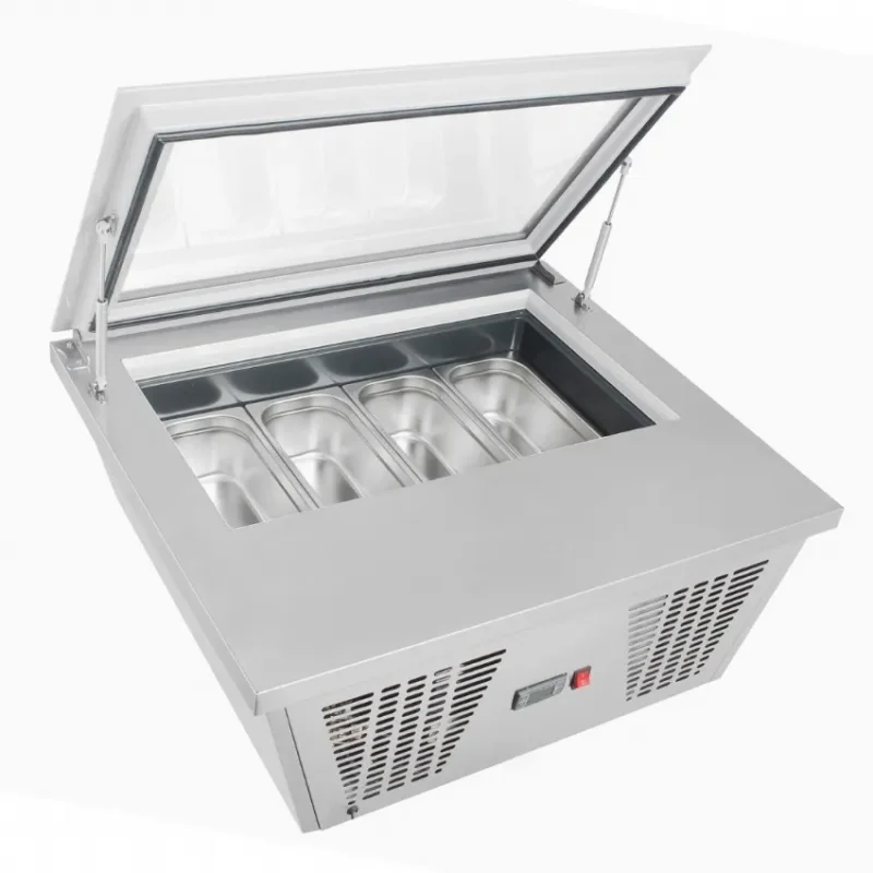Meilleur Choix Congélateur à glace -24/-15 °c de comptoir avec 4 bacs 865x735x377