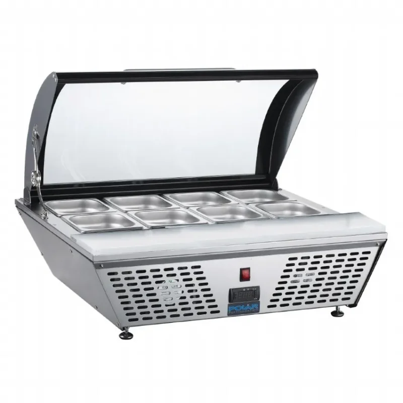 Prix Cassé Saladette réfrigérée positive inox avec 4 bacs gn 1/3 et couvercle - 767x612x328 mm
