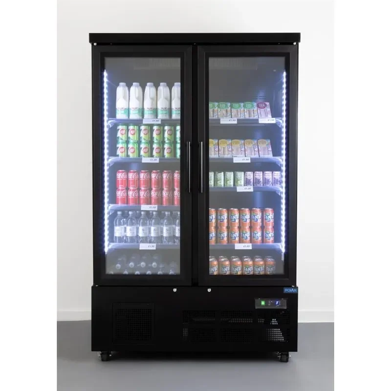Quantité Limitée Vitrine réfrigérée positive murale intérieur noir avec 2 portes et 8 étagères 744 litres