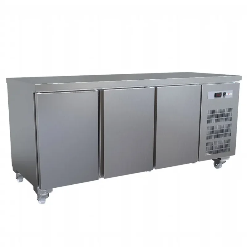 Table frigorifique 3 portes gn 1/1 sur roues 450 litres - 1792x700xh880/900 mm Must-Have
