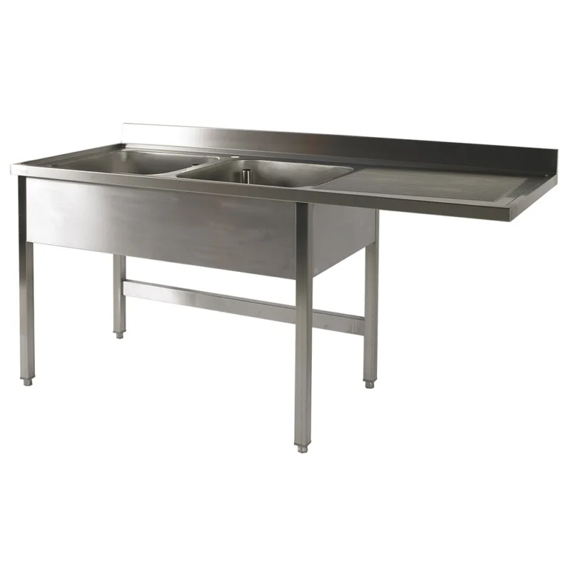 Nouvel Arrivage Plonge inox 2 bacs avec égouttoir à droite 2000x700mm BERTRAND - PL/2026D