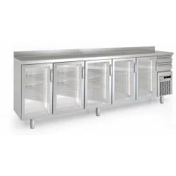 Arrière-bar réfrigéré 5 portes vitrées battantes et 2 tiroirs neutres CORECO Must-Have