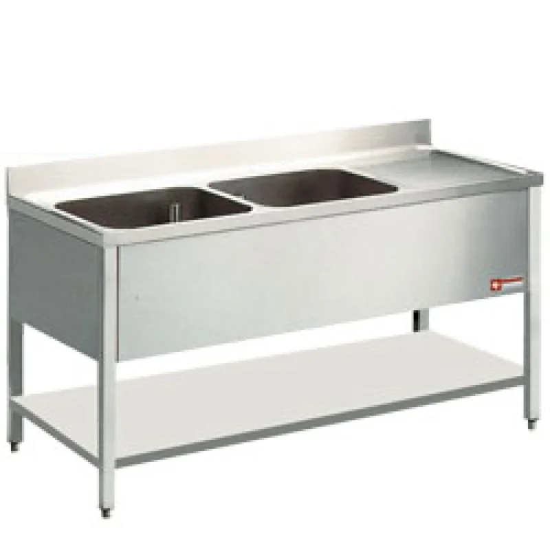 Quantité Limitée Plonge inox 2 bacs avec égouttoir à droite 1800x700mm DIAMOND - L1821D