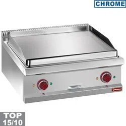 Plancha professionnelle électrique lisse en chrome 2 zones DIAMOND profondeur 700mm Satisfait Ou Remboursé