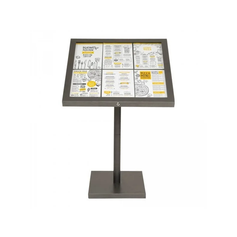 Porte-menu lumineux ACIER GALVA 6xA4 sur pied Nouveauté