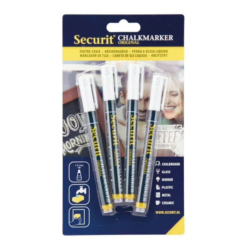 Lot de 4 feutres craie blancs mine 1-2mm Prix Bas