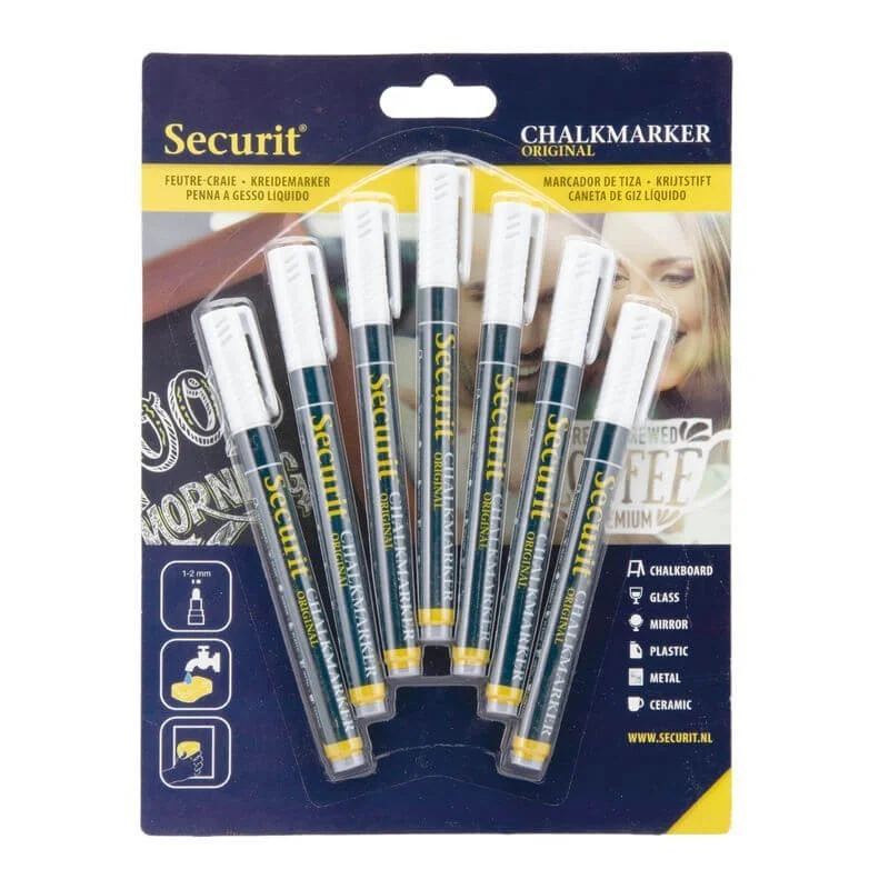 Lot de 7 feutres craie blancs mine 1-2mm Solde