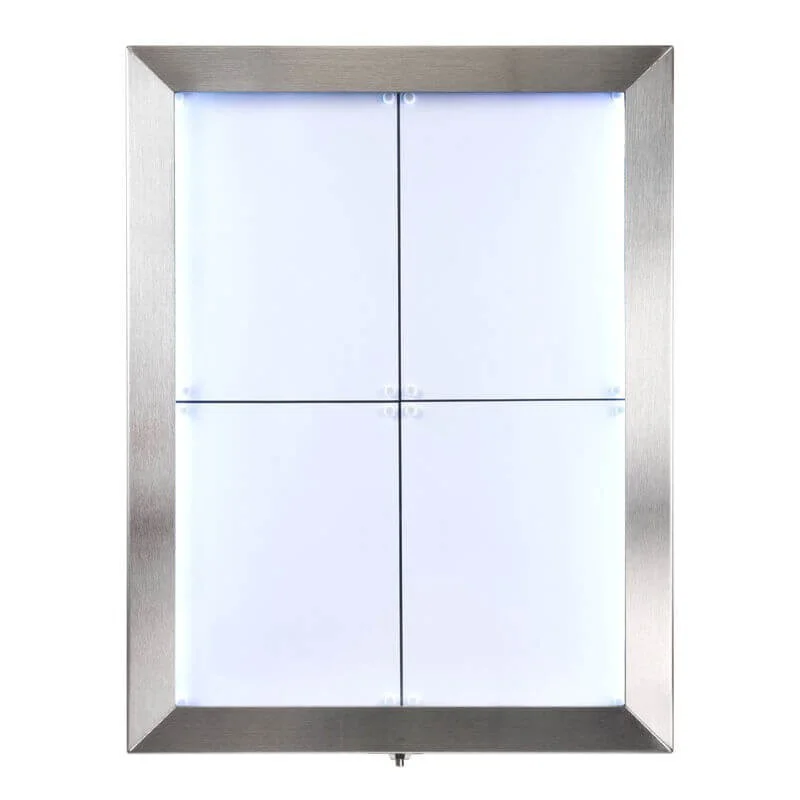 Porte-menu lumineux INOX 4xA4 Usine Directe