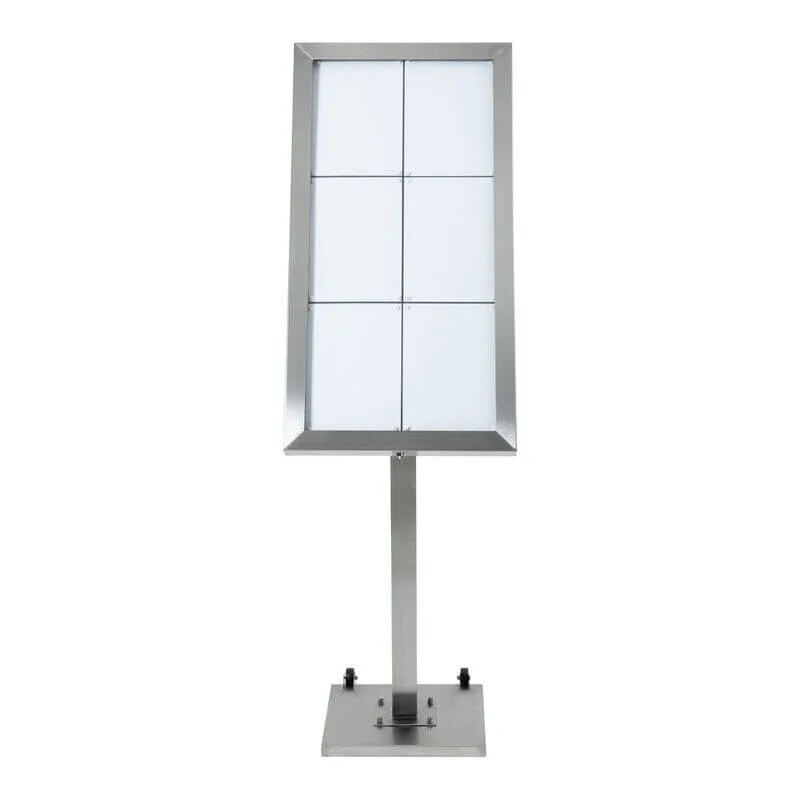 Prix Réduit Porte-menu lumineux INOX 6xA4 sur pied
