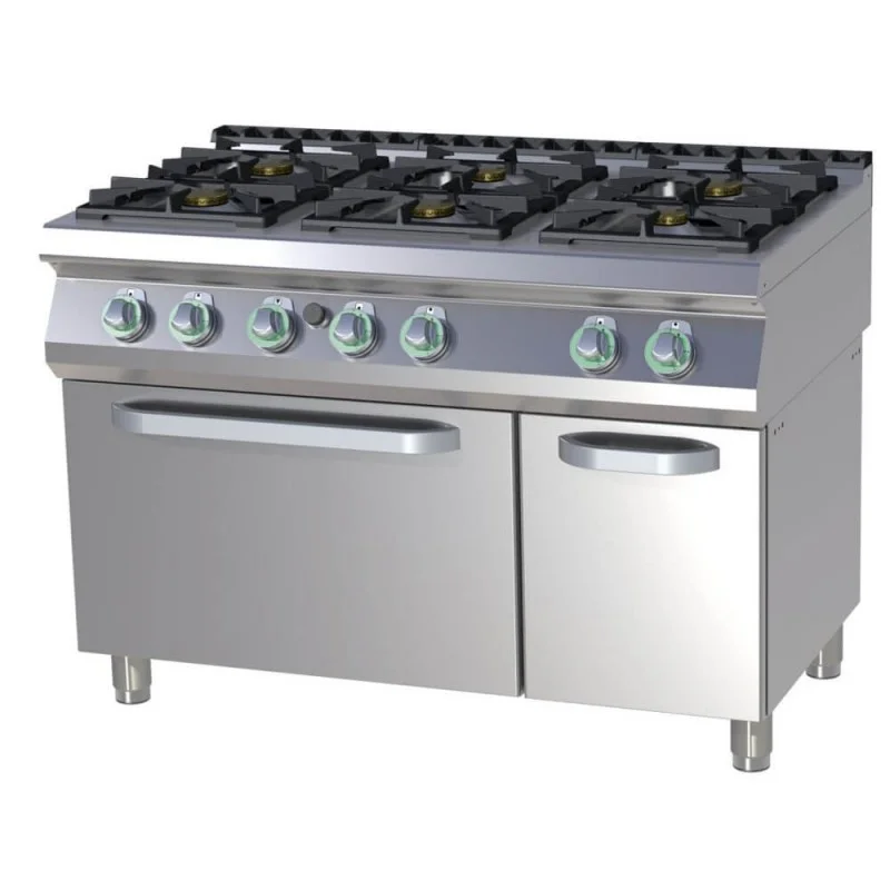 Fourneau 6 feux vifs + four gaz GN2/1 Livraison Gratuite