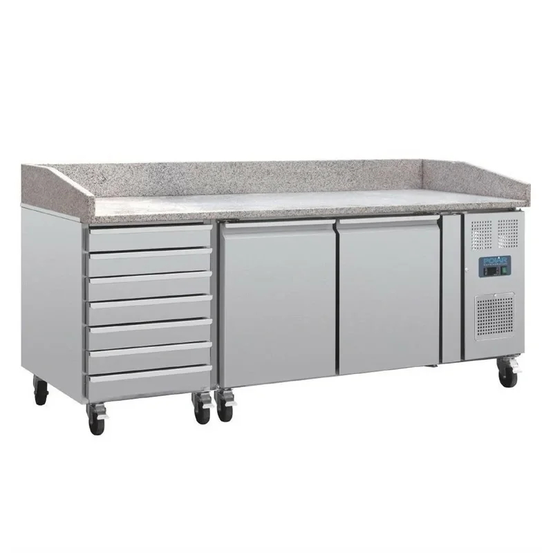 Offre Du Jour Comptoir à pizza dessus marbre 2 portes 7 tiroirs à pâtons compresseur latéral Polar Série U