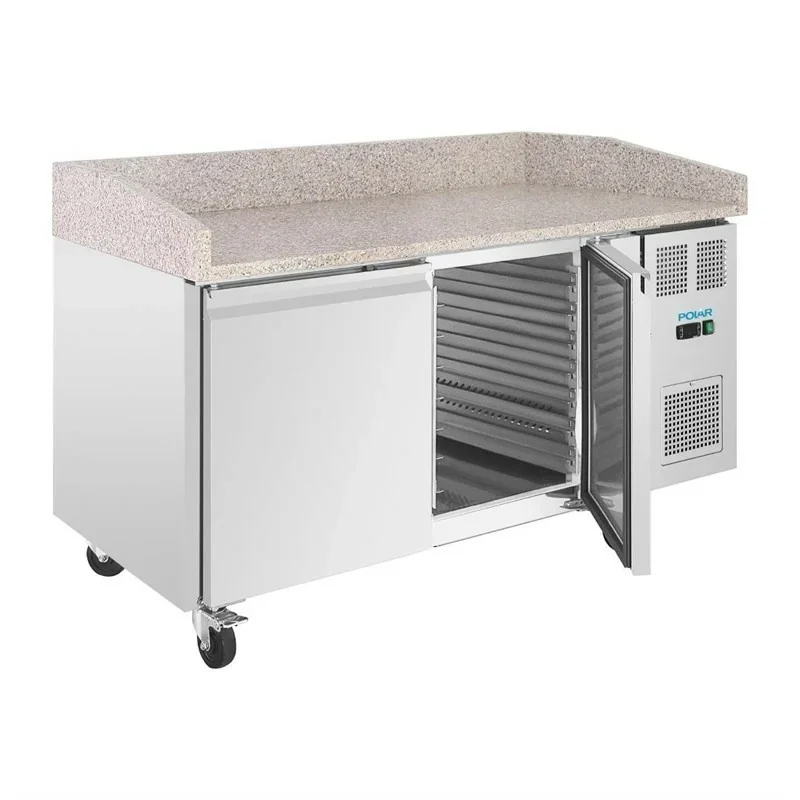 Comptoir à pizza dessus marbre 2 portes Polar Série U - 428 litres Livraison Gratuite