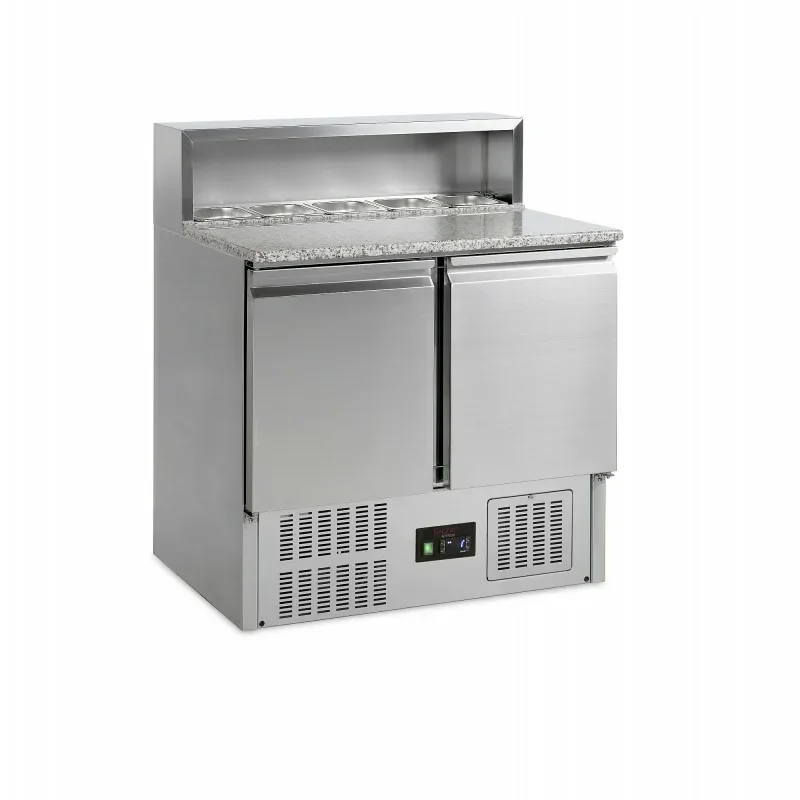 Produit De Marque Comptoir à pizza GN1/1 - 2 à 10 - °C - 2 portes pleines battantes - SS201 - Électronique - ventilé