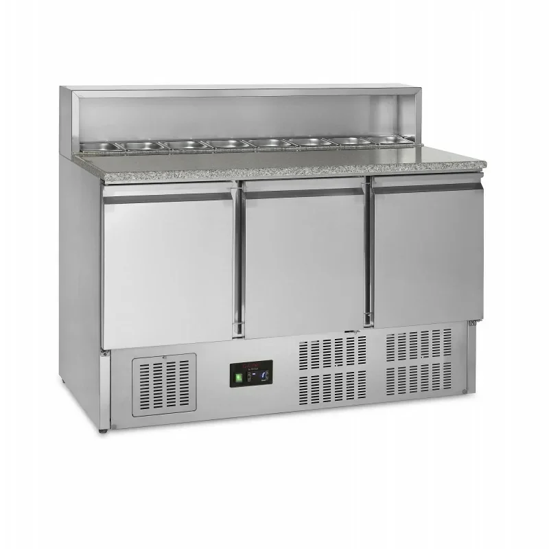 Réduction Comptoir à pizza GN1/1 - 2 à 10 - °C - 3 portes pleines battantes - SS201 - Électronique - ventilé
