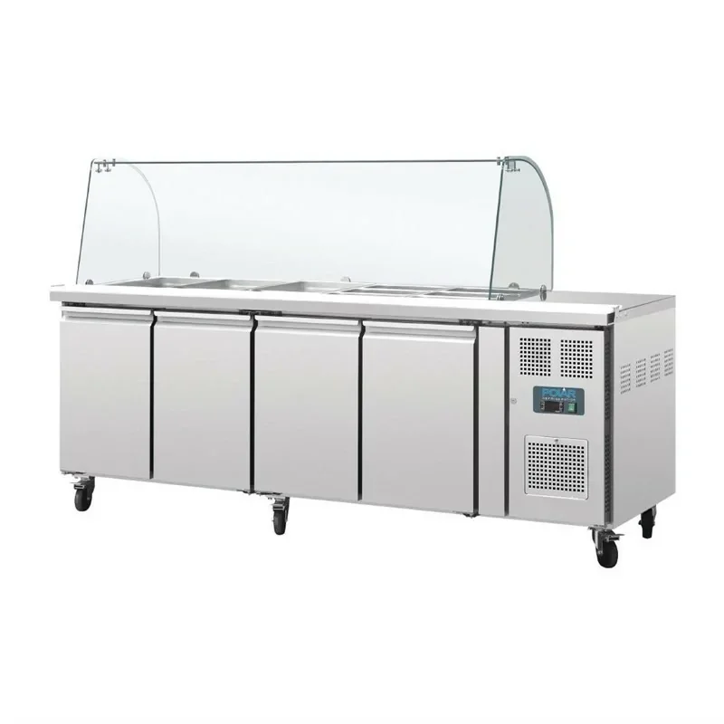 Achetez Aujourd’hui Comptoir de préparation réfrigéré GN avec pare-haleine -4 portes - Polar Série U