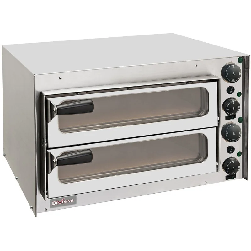Meilleur Prix Four à pizza électrique 350 mm avec double chambre et portes vitrées