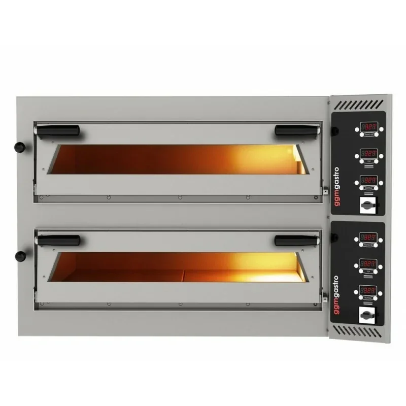 Authentique Four à pizzas électrique à commandes digitales - 2 chambres 2 x 9 pizzas Ø 35 cm