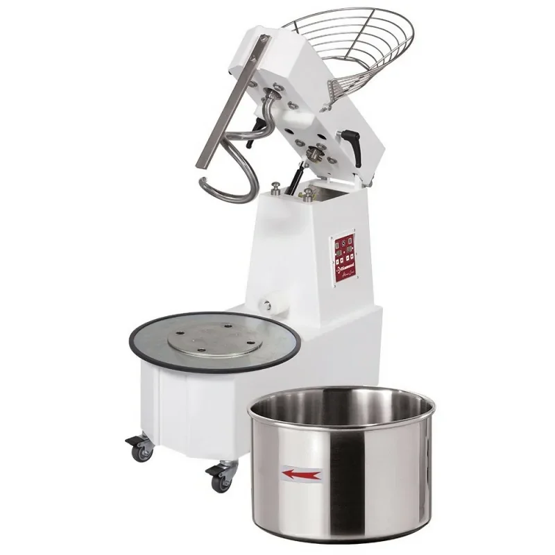 Pétrin à spirale 33 litres tête relevable - cuve amovible- Triphasé - 2 vitesses - Automatique digitale -sur roues Expédié Aujourd’hui