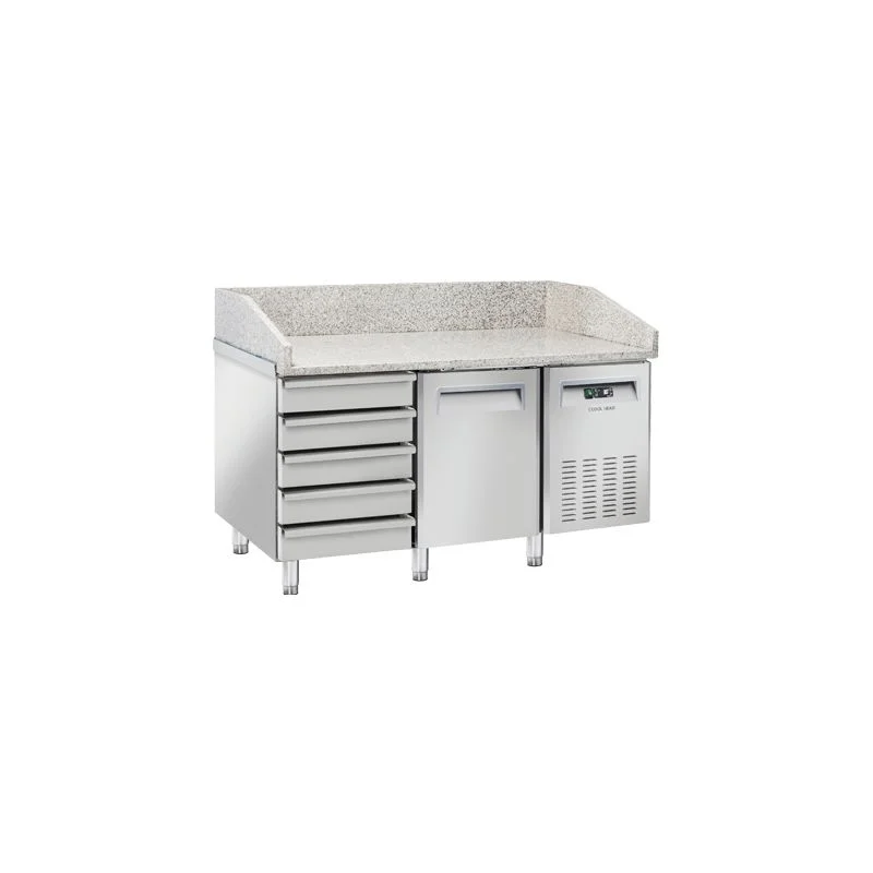 Meuble à pizza 600x400 1 porte + 5 tiroirs spécial pizza inox 220L Quantité Limitée