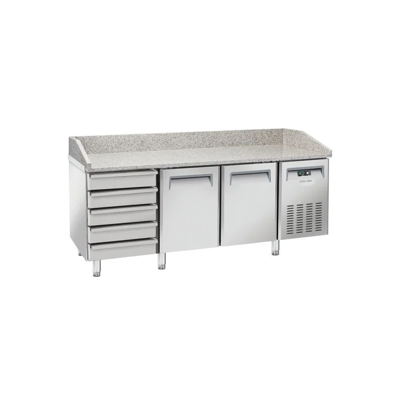 Meuble à pizza 600x400 2 portes + 5 tiroirs spécial pizza inox 430L Satisfait Ou Remboursé