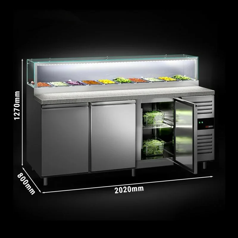 Offre Du Jour Meuble de préparation réfrigérée- 3 portes - 10 x GN 1/3 - Premium - Lumière LED