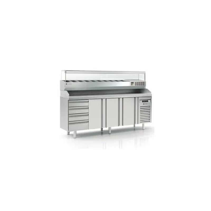 Meuble pizza 700 positif 3 p. + 1 neutre à patons- 399 L - CORECO- 2295X750X970mm Super Prix