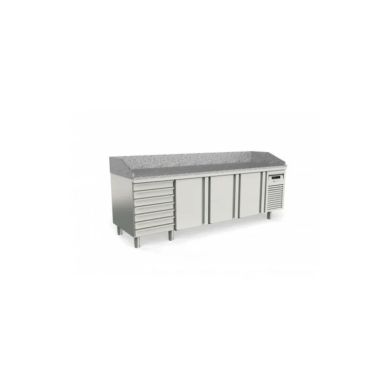 Meuble pizza 800 positif 3 p. + 1 neutre à patons- 562 L - CORECO- 2590X850X970mm Certifié