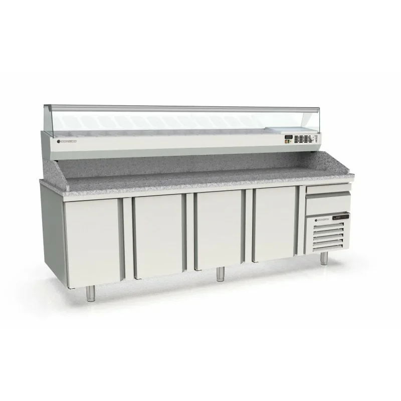 Meuble pizza 800 positif 4 p. + 1 neutre à casiers- 761 L - CORECO- 2650X840X970mm Vente Directe