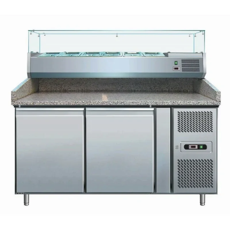 Meuble préparationpizzas 2 portes 600x400 mm +2/+8°c granit avec saladette a ingredients Acheter En Ligne