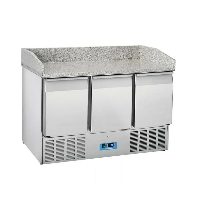 Must-Have Table à pizza 3 portes avec dessus granit - 350 L - Profondeur 700 mm - Cool head