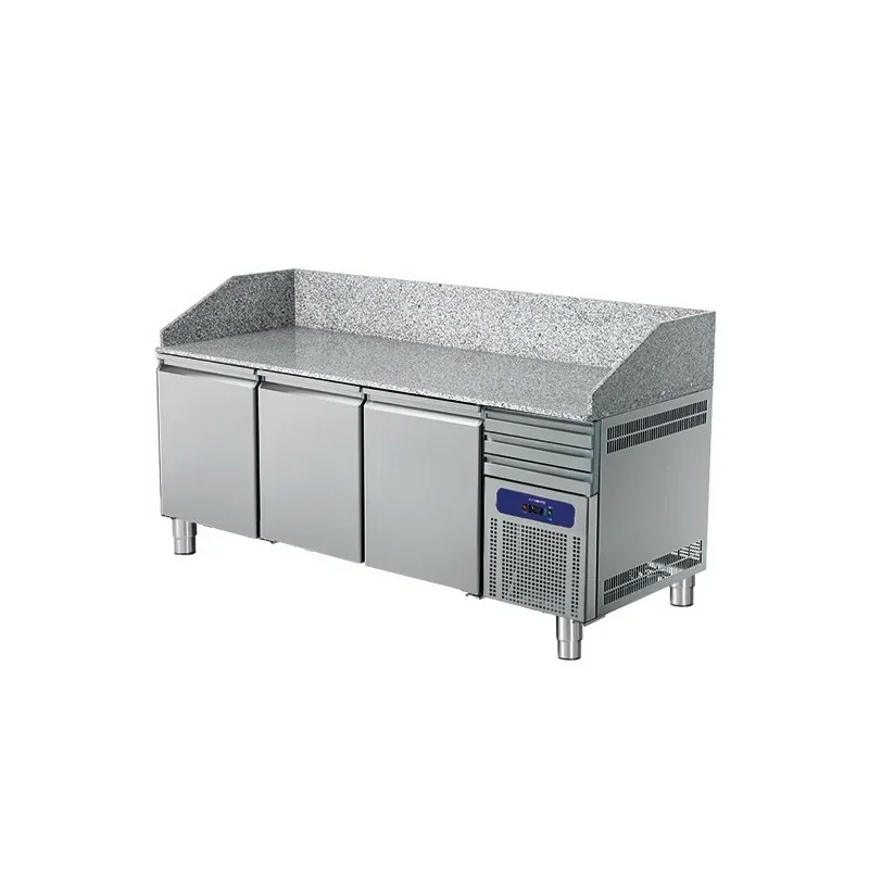 Petit Prix Table à pizzas 3 portes 600 x 400 et 3 tiroirs neutres