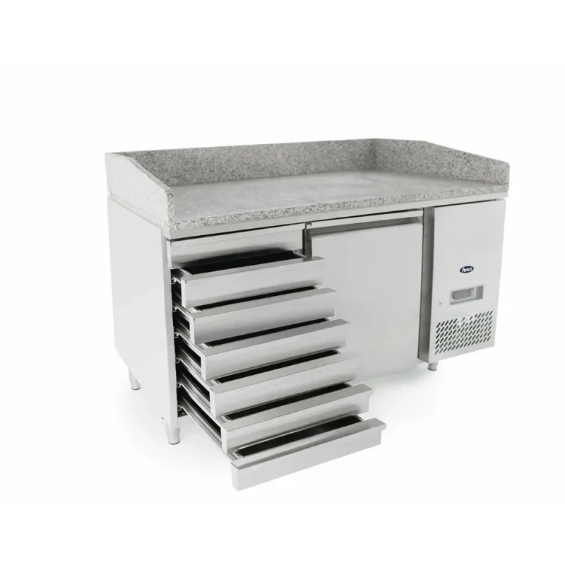 Meilleur Prix Table à pizzas tropicalisée 1 porte + 7 tiroirs à pâtons - 400 x 600 - 390 L