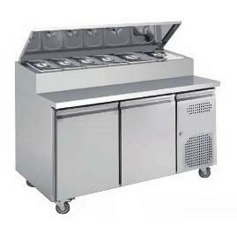 Pas Cher Table de préparation positive avec saladette à capot incorporée - 2 portes - AFI