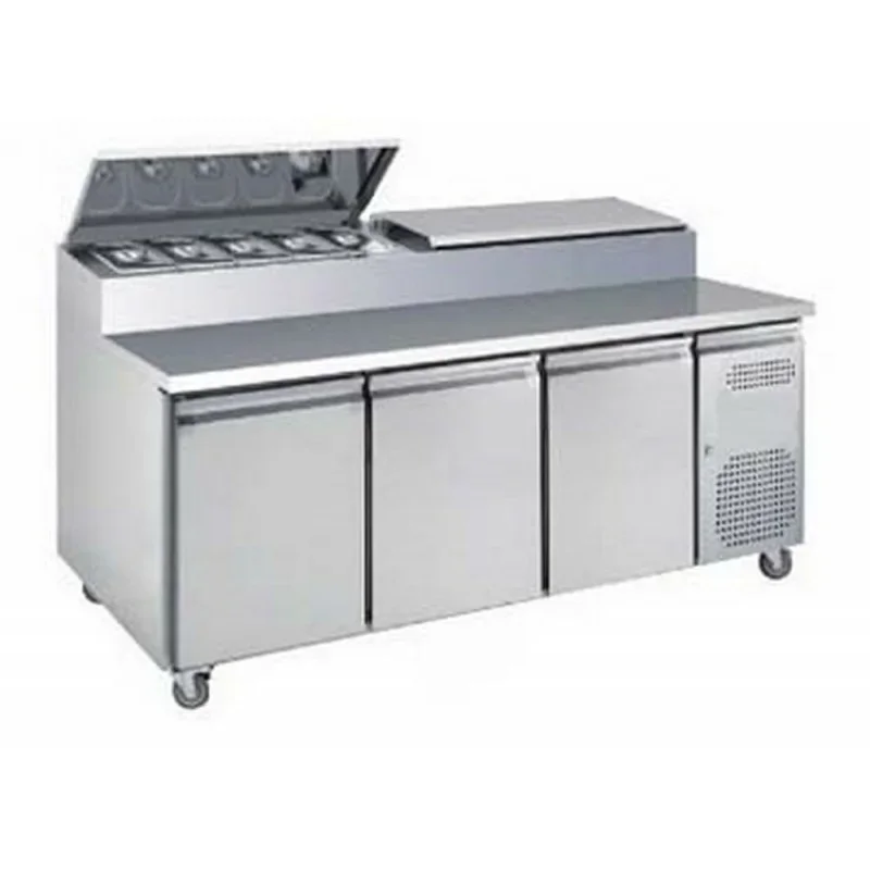 Table de préparation positive avec saladette à capot incorporée - 3 portes - AFI Offre Limitée