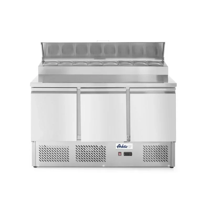 Table réfrigérée positive avec saladette intégrée - 3 portes - bacs 8 GN 1/6 - 380 L Quantité Limitée